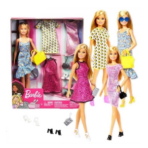 Elegante bambola Barbie per bambina, in confezione con cambio d'abito