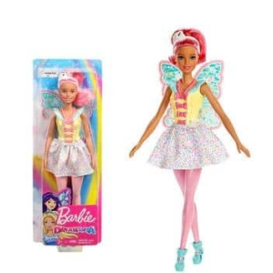 Bambola Fairy Barbie per bambine che indossa un vestito bianco e stivali blu