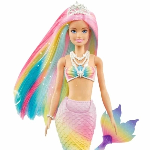 Bambola Barbie sirena per bambina multicolore che indossa una collana bianca
