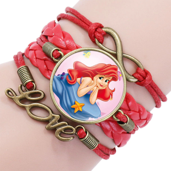 Bracciale rosso Disney La Sirenetta Braccialetto rosso intrecciato della Sirenetta su un polso