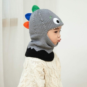 Cappellino da dinosauro grigio alla moda per le bambine