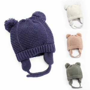 Cappello a doppio pompon alla moda per le ragazze, in una gamma di colori