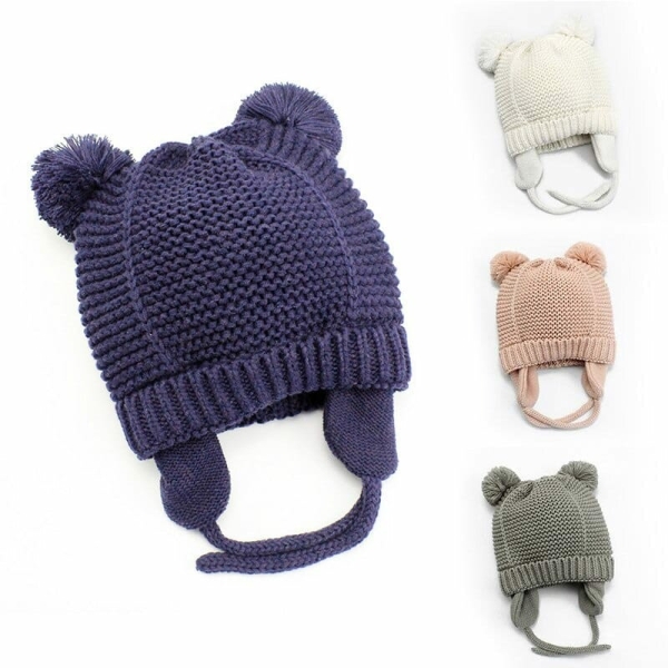 Cappello a doppio pompon alla moda per le ragazze, in una gamma di colori