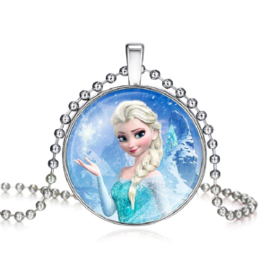 Collana con ciondolo rotondo raffigurante Elsa della Regina delle Nevi