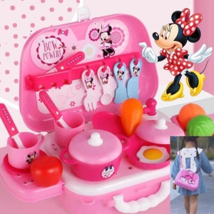 Kit da cucina Minnie Mouse per bambine, completo in una scatola, colori rosa, arancione e rosa