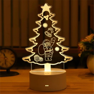Luce notturna d'atmosfera con motivo dell'albero di Natale in 3D per le ragazze alla moda in casa