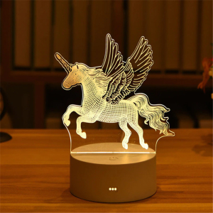 Luce notturna con motivo di unicorno in stile 3D per le ragazze alla moda in casa