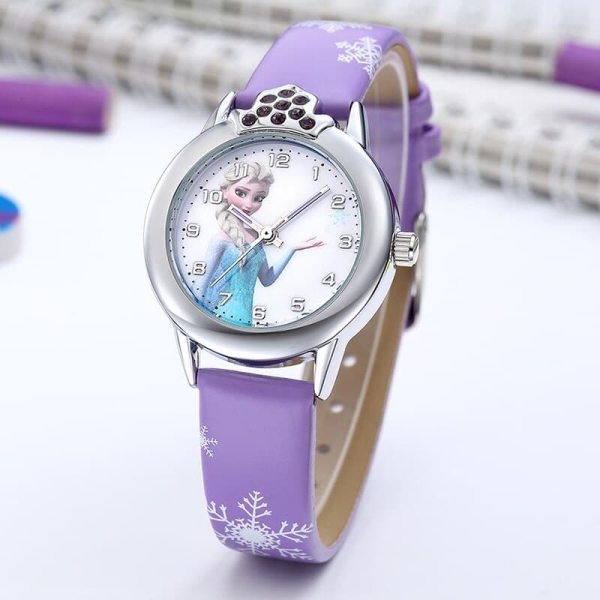 Orologio Elsa Snow Queen con strass viola per ragazze alla moda