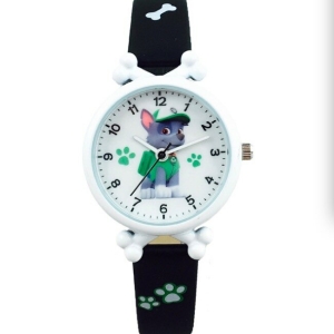 Orologio Rocky Patrol per ragazze, in bianco e nero, con una foto di Patrol all'interno