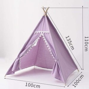 Tenda indiana a forma di tenda per bambini di colore viola su sfondo bianco