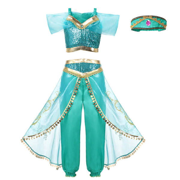 Travestimento da principessa Jasmine per ragazze con sfondo bianco