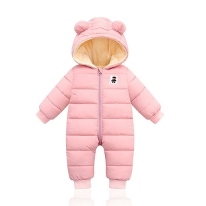 Tuta con cappuccio rosa trapuntata