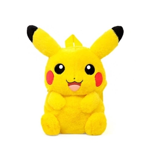 Zaino di peluche Pikachu giallo, nero e rosso per le ragazze