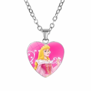 Collana con ciondolo a forma di cuore con immagine della Principessa rosa per le ragazze