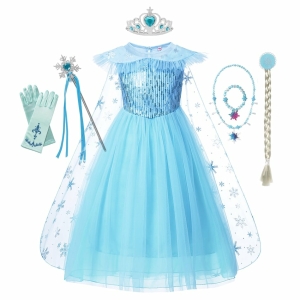Abito da Regina delle Nevi Principessa Elsa da bambina con accessori completi