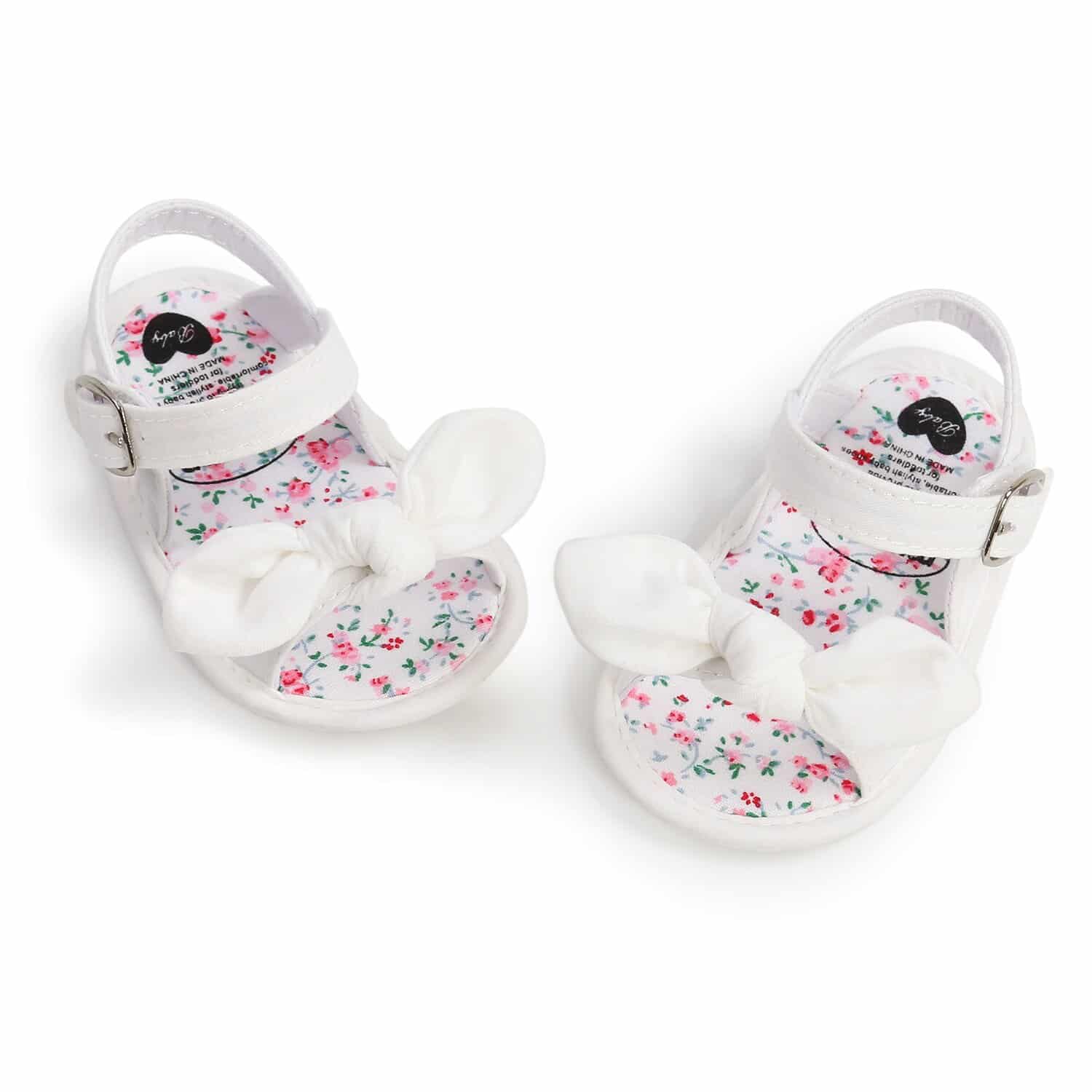 Sandali aperti bianchi con fiocco per le bambine