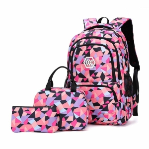 Set impermeabile rosa da 3 pezzi che comprende zaino, borsa e astuccio per matite per le bambine