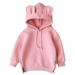 Felpa con cappuccio da ragazza alla moda con orecchie da orso rosa