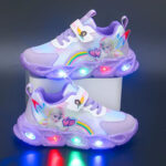 Scarpe da ginnastica illuminate alla moda della Regina delle Nevi per ragazze con scatola di cartone