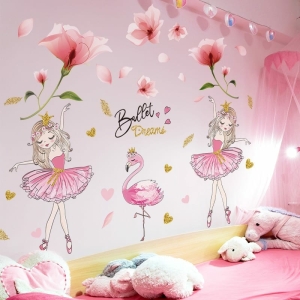 Adesivo murale per la decorazione della camera da letto di una ragazza rosa alla moda