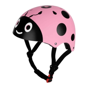 Casco da bicicletta rosa, nero e bianco a forma di coccinella per le ragazze