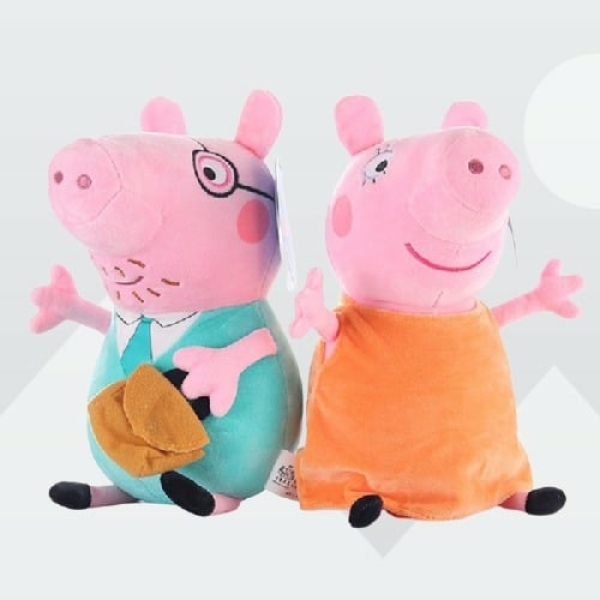 Set di 2 peluche Peppa Pig Mamma e Papà per bambine alla moda