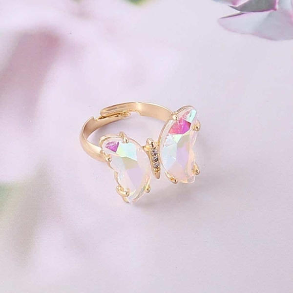 Anello a farfalla regolabile per ragazze d'oro alla moda