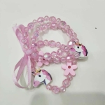 Set di 03 braccialetti di perline con un bel design per ragazze rosa alla moda