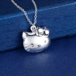 Collana da ragazza con ciondolo a forma di gatto in argento