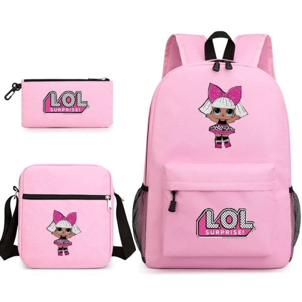 Zaino LOL Surprise per bambine - set di 3 pezzi alla moda multicolore