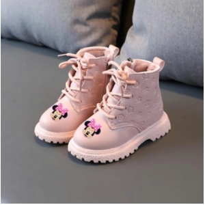 Stivali invernali casual in pelle Minnie per ragazze rosa alla moda
