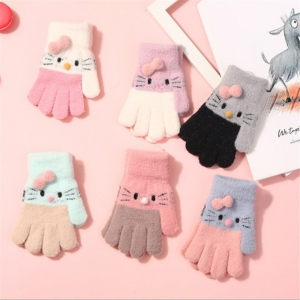 Guanti invernali a maglia con fantasia Hello Kitty per bambine in vari colori