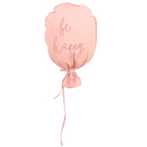 Decorazione per la camera da letto con palloncini rosa e scritta be happy