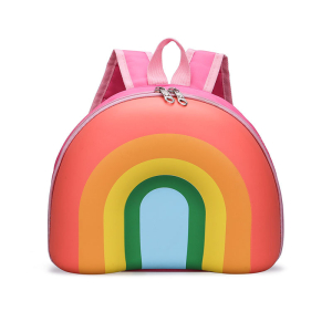 Zaino per bambina impermeabile e traspirante di colore arcobaleno con manici rosa