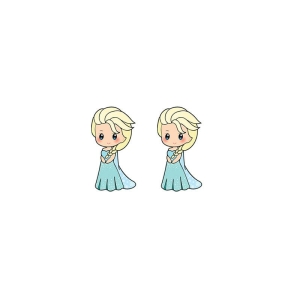 Orecchini con la Principessa Elsa su sfondo bianco
