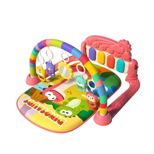 Tappeto musicale rosa per bambini con tappetino rettangolare e giocattoli appesi