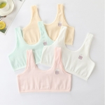 4 reggiseni, stesi, nei colori giallo, verde, bianco e rosa