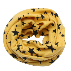 Sciarpa snood con motivo a stelle gialle per ragazze con sfondo bianco