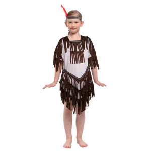 Abito indiano e fascia per capelli con travestimento di piume per ragazze su sfondo bianco