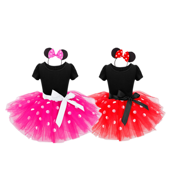 Travestimento da minnie dress per ragazze con sfondo bianco