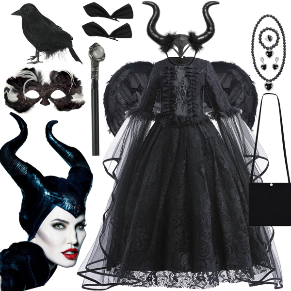 Costume da maliarda Disney per ragazze, completo di accessori.