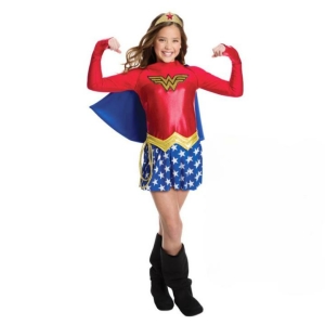 Costume da Wonder Woman con mantello blu per bambina. Buona qualità e molto alla moda