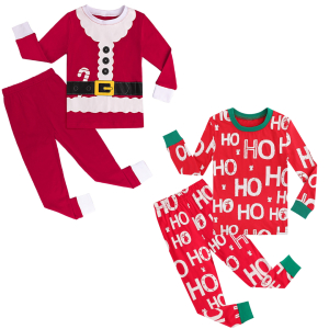 2 modelli di pigiama rosso da Babbo Natale per bambine