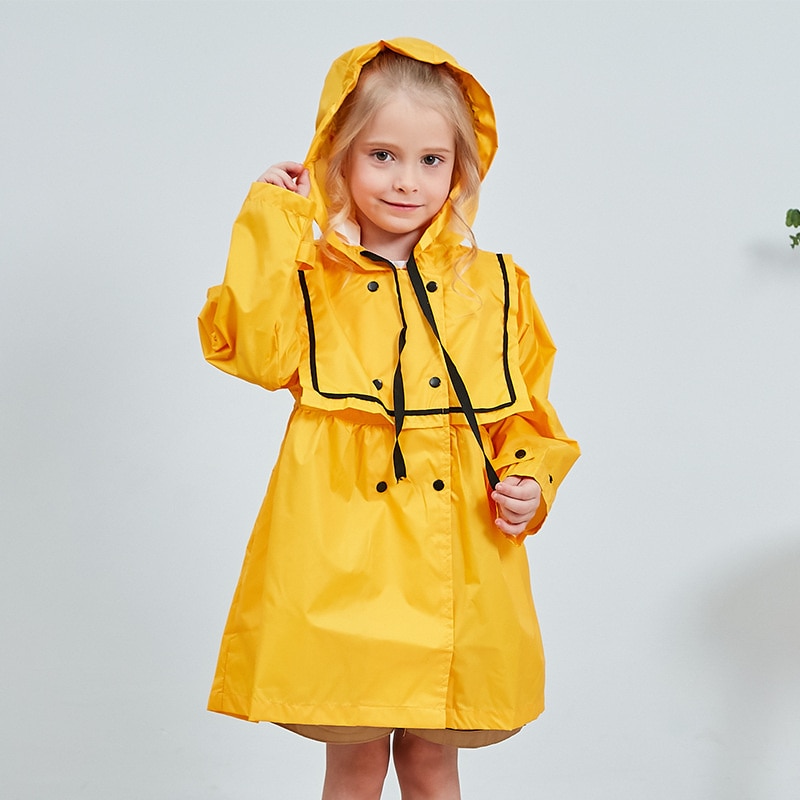 Yellow Raincoat PU Giacca Impermeabile A Vento Parka Cappuccio Ragazze Età 5-13 Raincoat Bambino - Foto 4