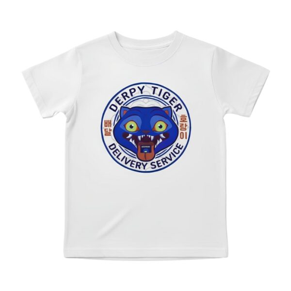 IMG_10_2025_T_shirt_enfant_K_pop_Demon_Hunters_blanc_motif_Derpy_1.jpg T-shirt fille K-pop Demon Hunters blanc motif Derpy sur un cercle avec des inscriptions sur le tour. Sur fond blanc.